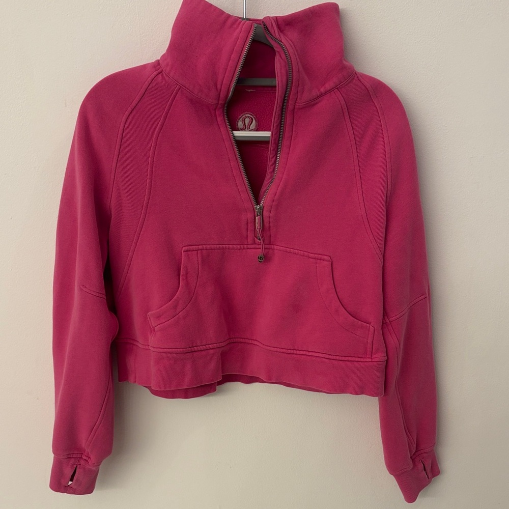 lululemon athletica Bright Pink Cropped Half-Zip Pullover